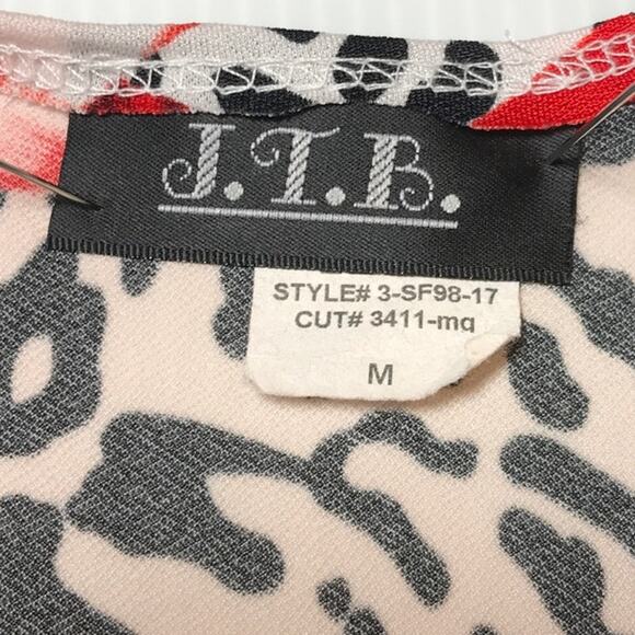J.T.B. Floral Leopard Round Neck Sleeveless Stretch Blouse M - Picture 3 of 5